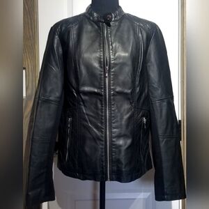 Black Rivet Quilted Black Faux Leather Jacket - Ladies Size L